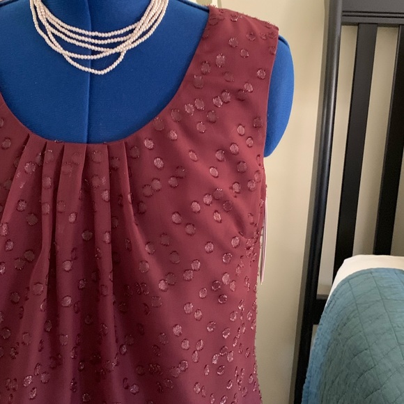 NWT Merona Wine Dotted Sparkly Glitter Shell Top - Picture 2 of 5